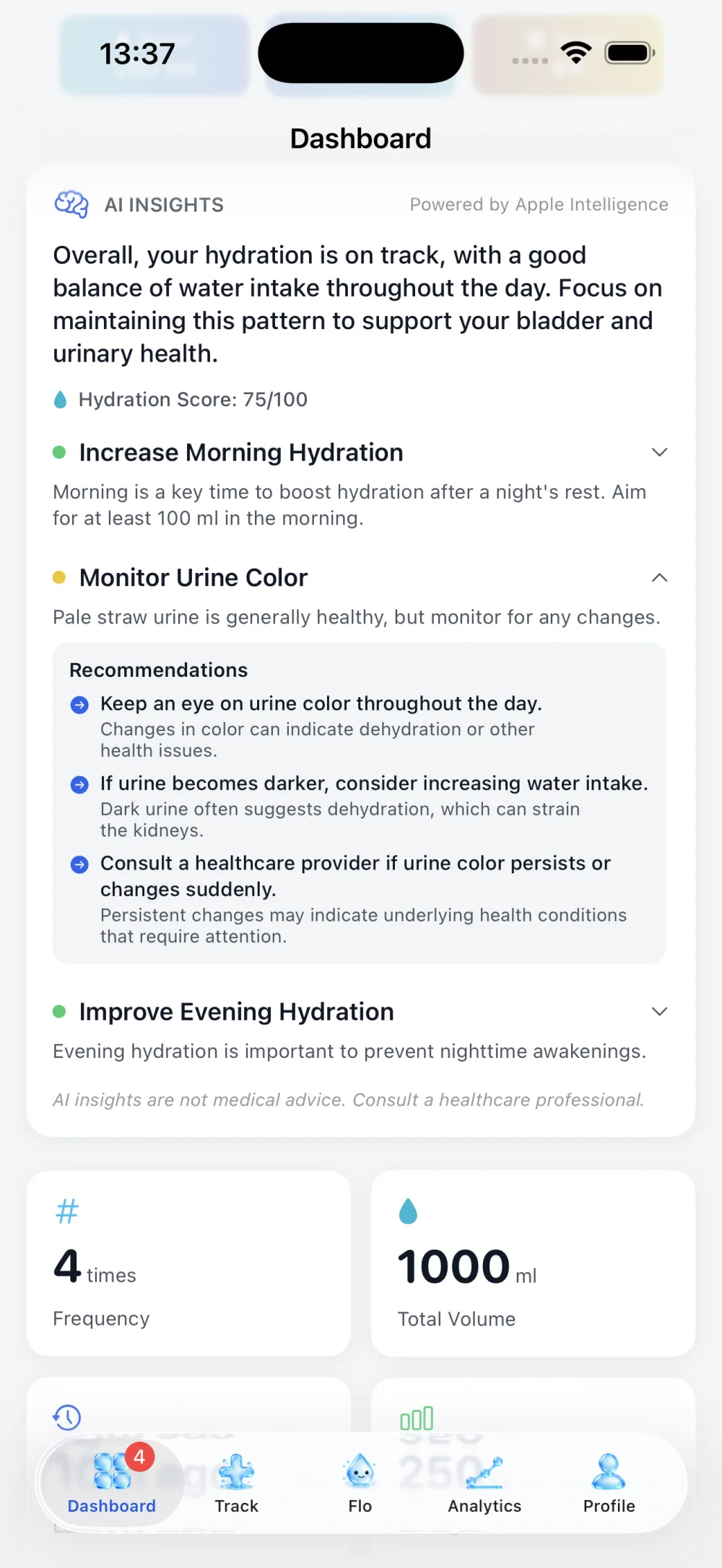 Fluen, Urine Color Analysis
